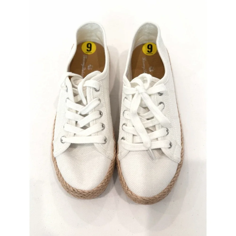Tommy Bahama Women's White Canvas Lace-Up Espadrille Sneakers 9 Casual School